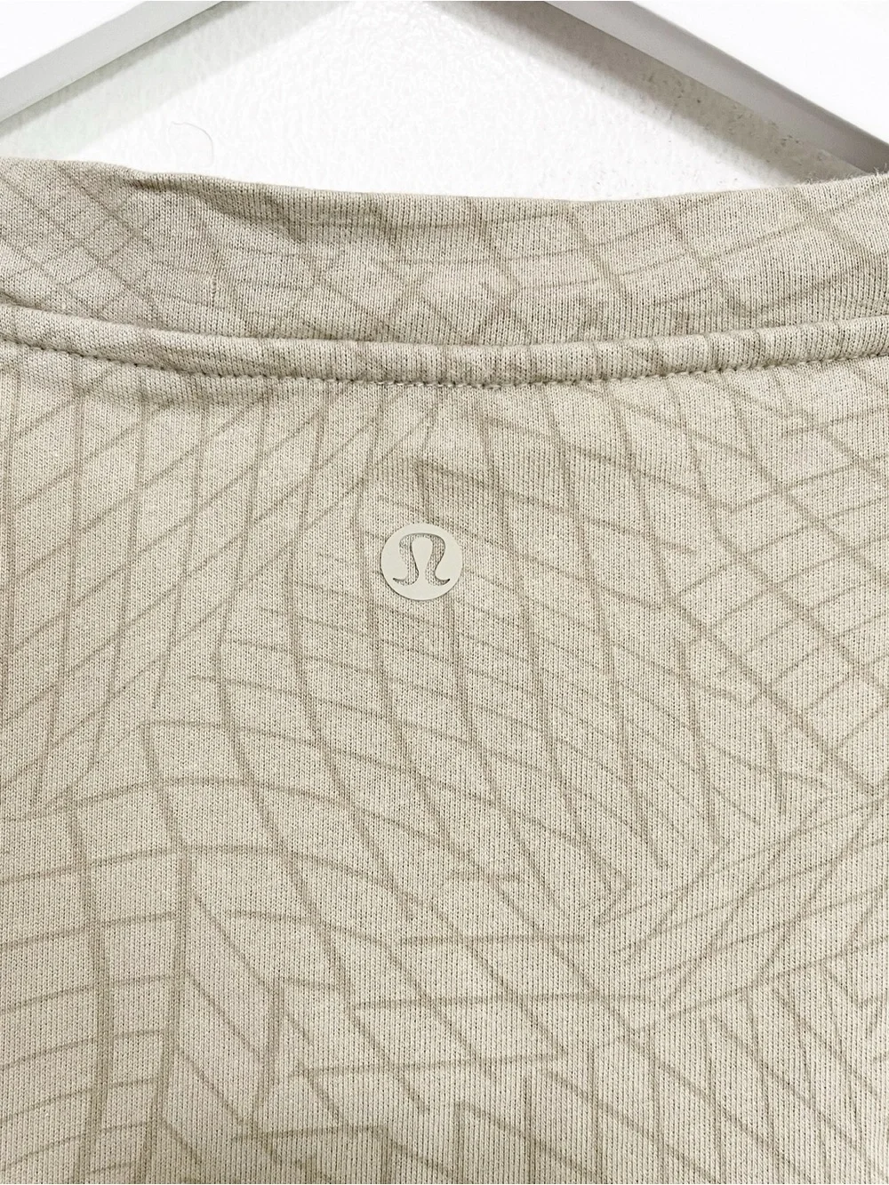 BOGO! Lululemon Heavyweight Cotton T-Shirt Gradiating Grid Raw Linen Tan XL